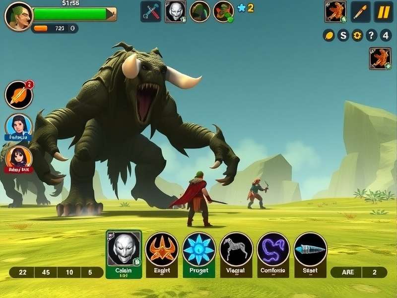 Giants Quest gameplay screenshot showing character battling giant creature