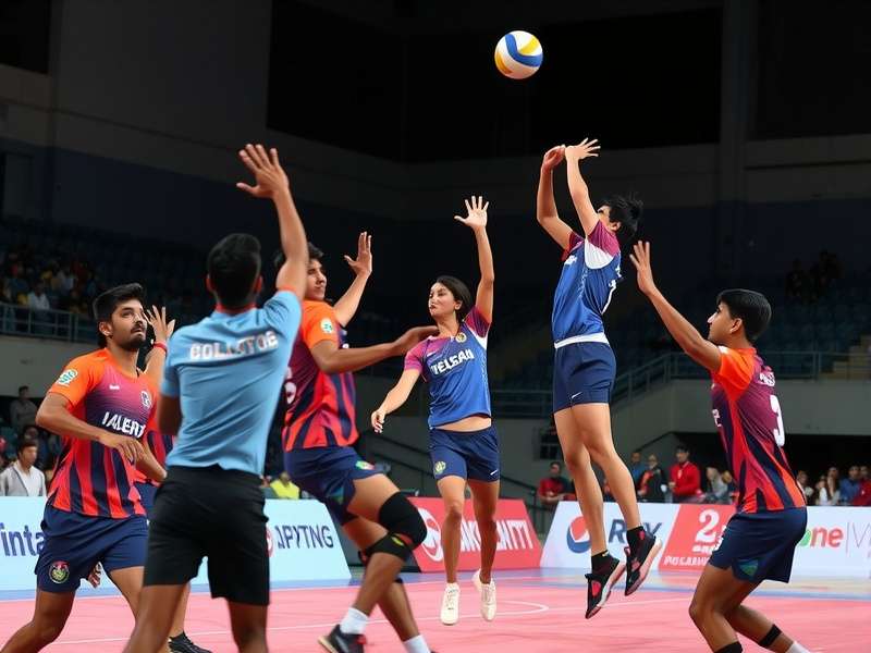 Advanced techniques in India Volleyball Fever showing spike execution