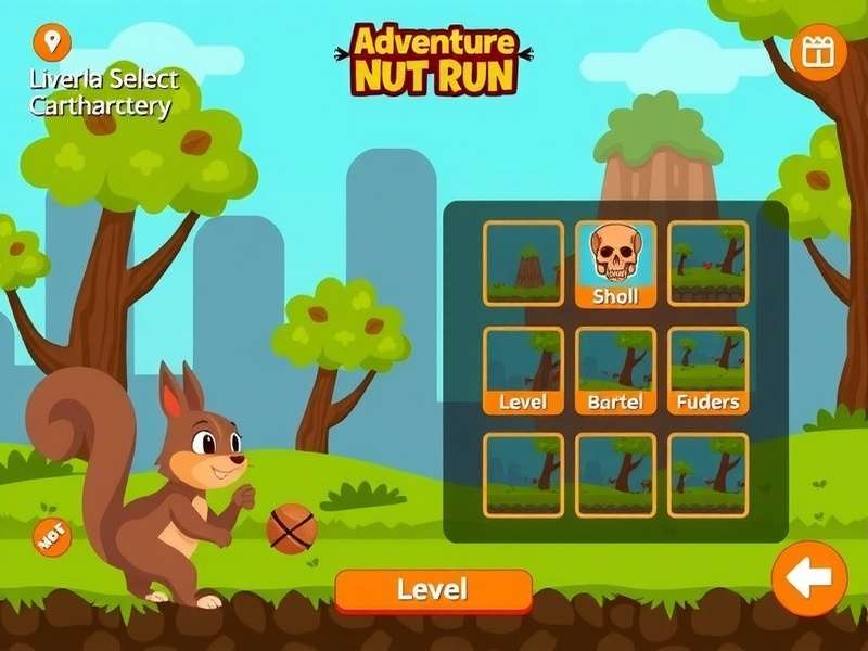 Adventure Nut Run gameplay screenshot showing the squirrel character collecting nuts