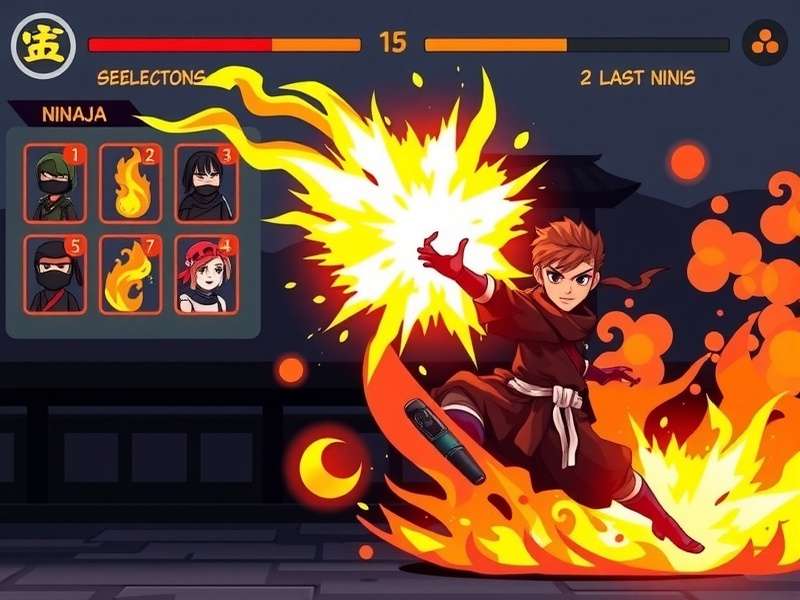 Ninja Fire Blast gameplay screenshot showing character using fire abilities