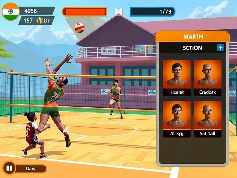 India Volley Peak gameplay screenshot showing volleyball action