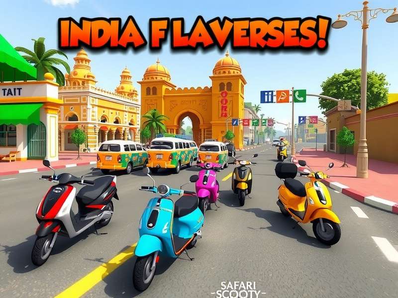 Safari Scooty Blitz feature showcase with multiple scooters and environments