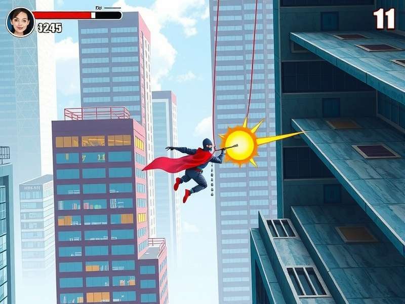 Ninja character using special power-up to overcome challenging obstacle