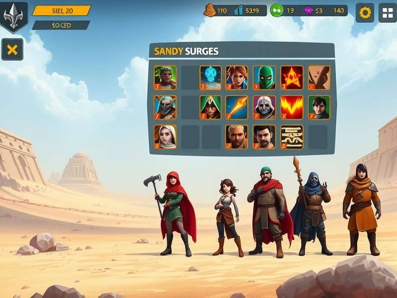 Sandy Surge Hero Character Roster Sandy Surge Hero character lineup showing diverse heroes