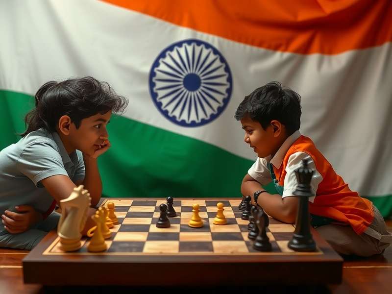 Chess board with Indian flag elements