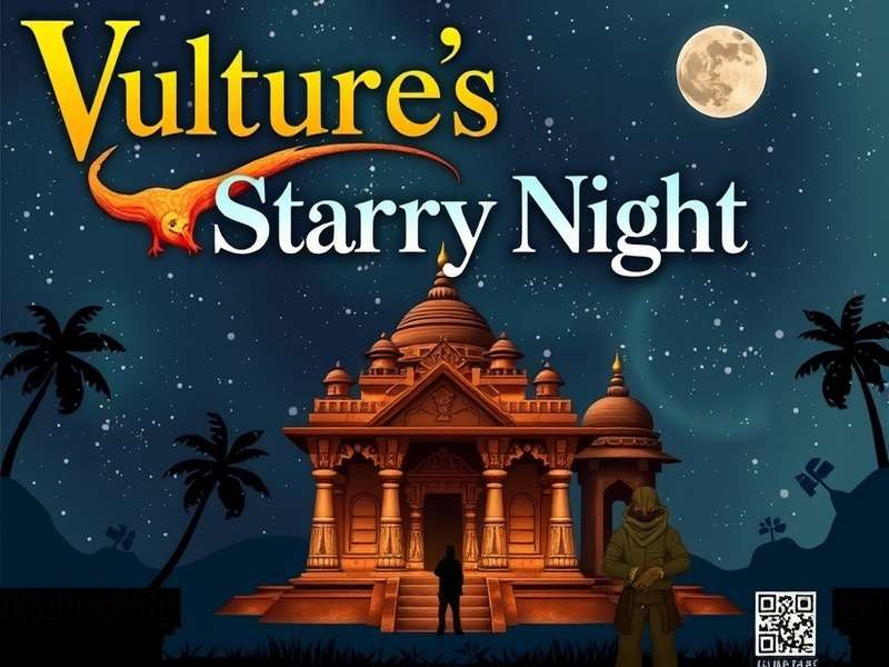 Gameplay screenshot showing character exploring ancient Indian temple in Vulture S Starry Night