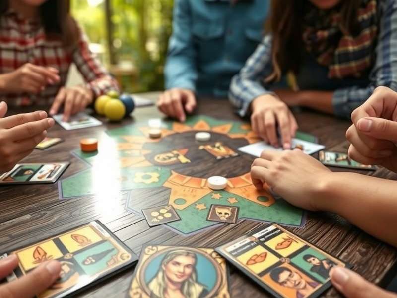 Close-up of Puranic Pursuit gameplay with cards and tokens