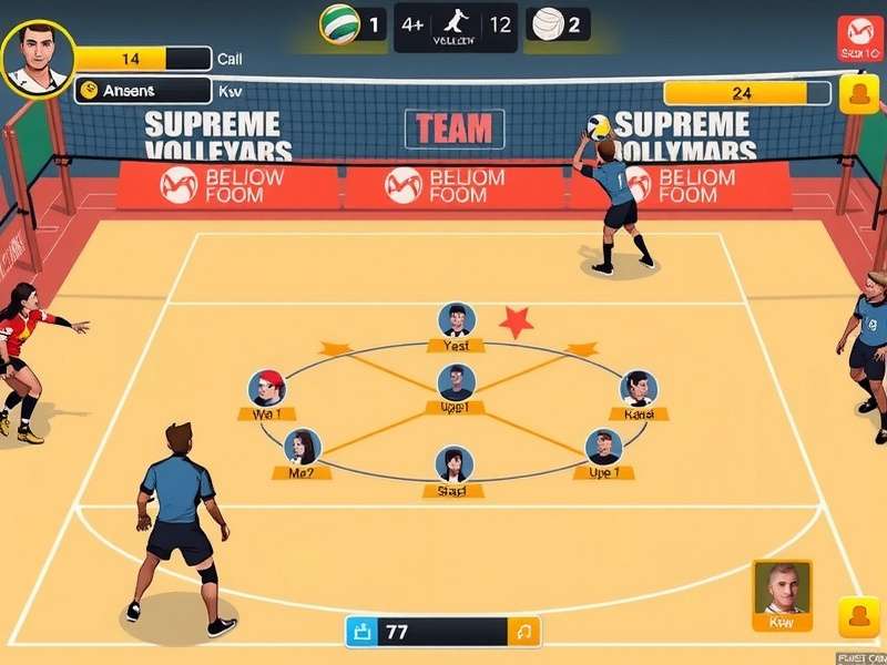 Supreme Volleyers gameplay screenshot showing intense volleyball action