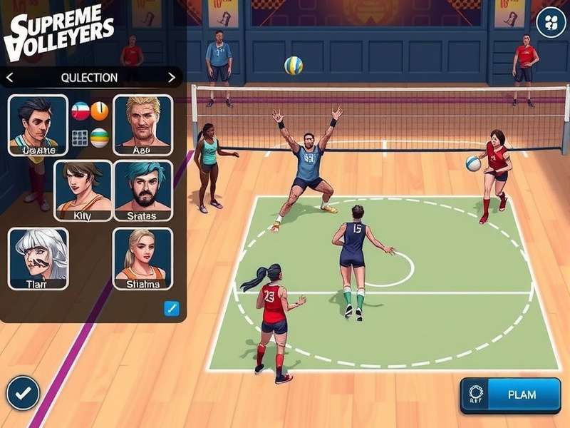 Supreme Volleyers character customization screen showing diverse options