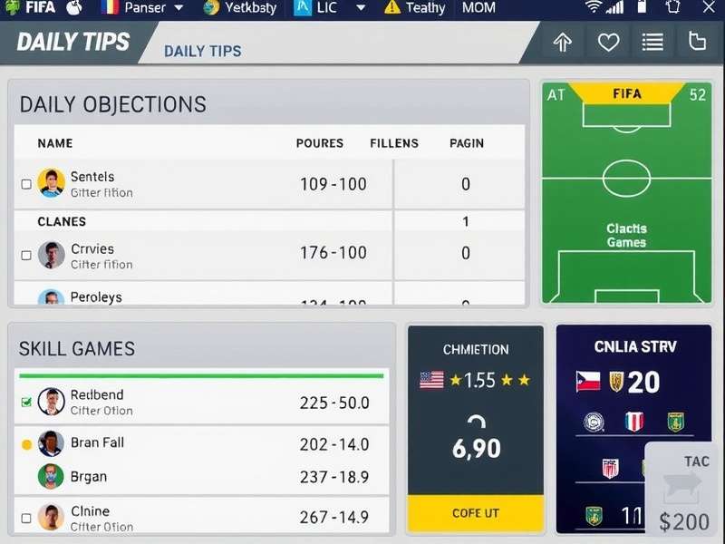 FIFA Mobile gameplay interface showing daily objectives