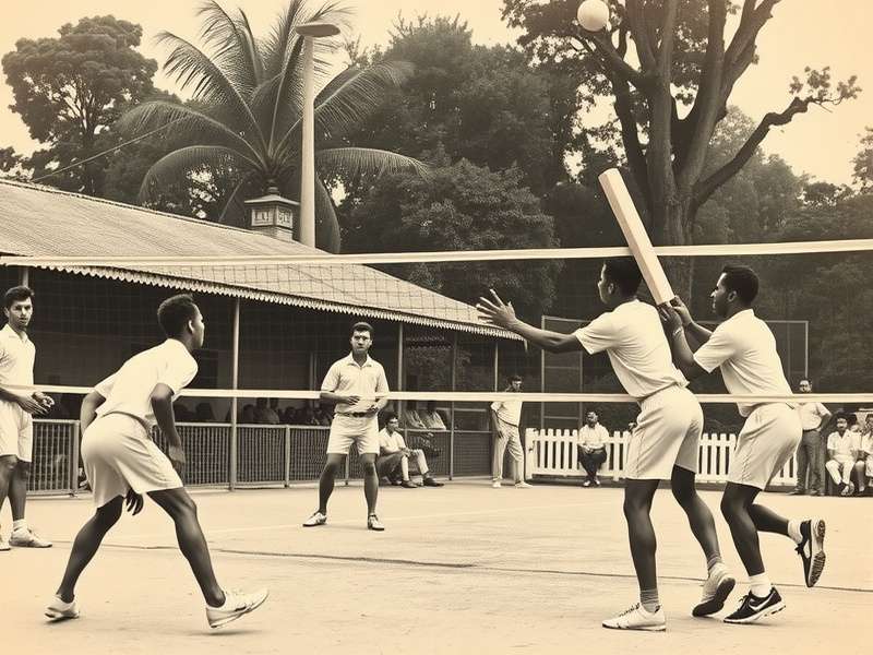 Historical photograph of early Cricket Volley Elite tournament