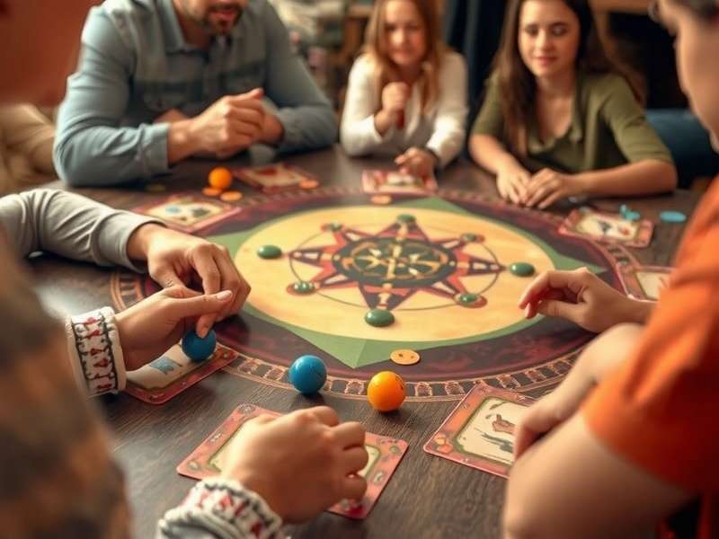 Puranic Pursuit board game setup with cards and pieces