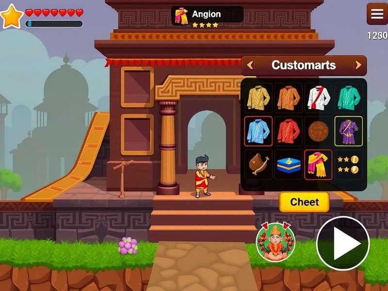 Temple Pixel Rush cultural elements showing traditional Indian patterns and designs