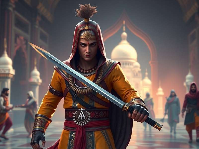 Royal Assassin game cover showing main character in traditional Indian attire