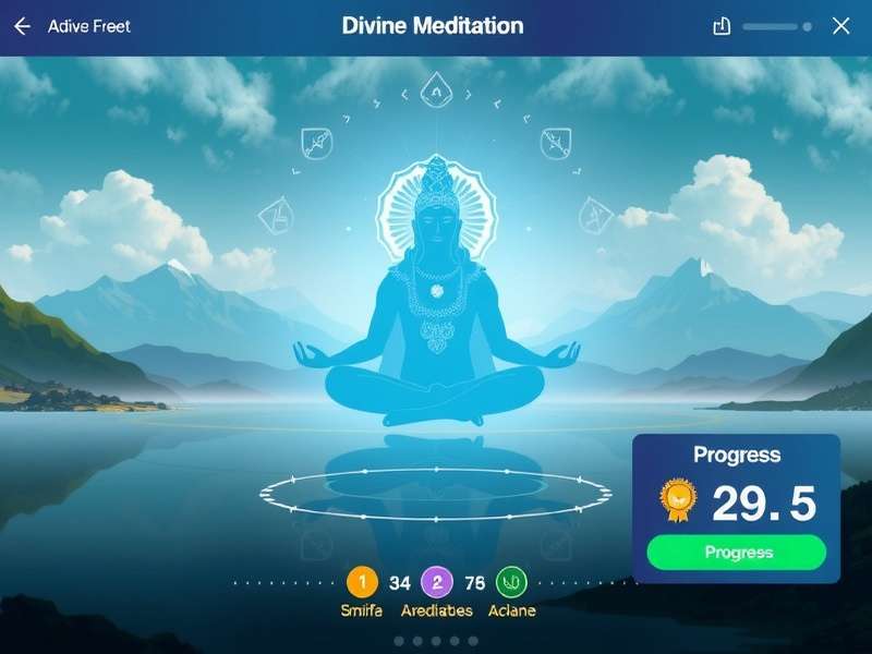 Progress tracking interface in Divine Shivaya Meditation showing user achievements
