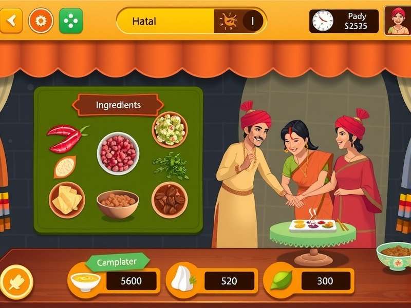South Indian Feast gameplay screenshot showing colorful interface