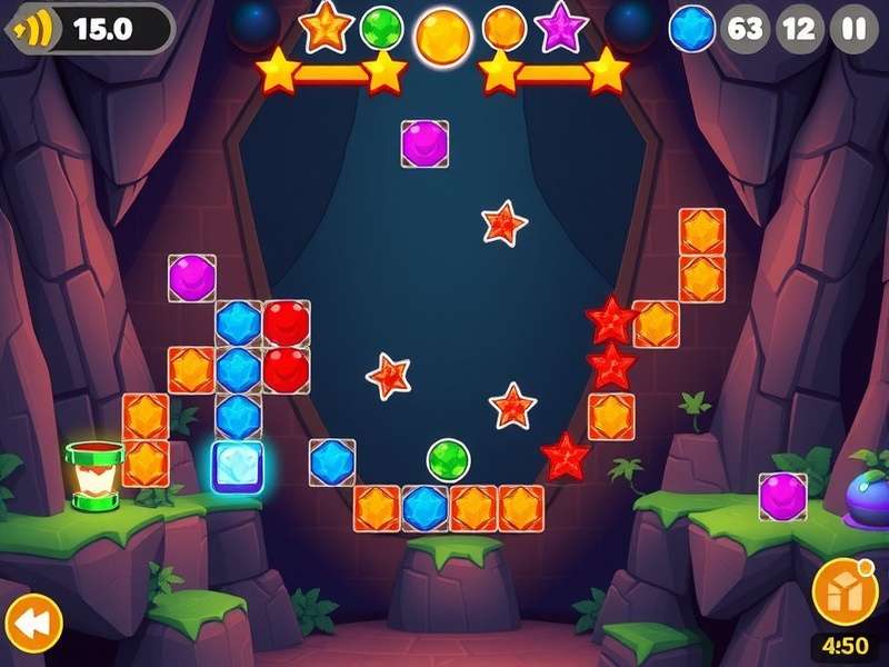 Velachery Tumble Triumph gameplay screenshot showing colorful puzzle elements