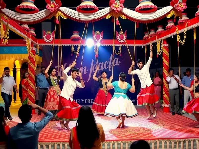 Traditional Jhumka swing setup with decorative elements and multiple ropes