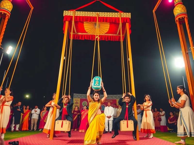 Cultural celebration featuring Jhumka Swing Spectacle during traditional Indian festival