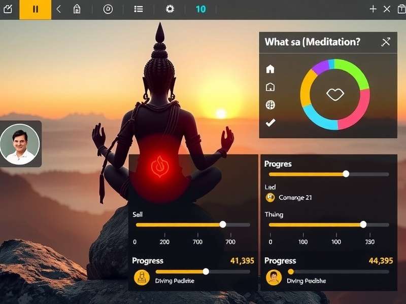 Divine Shivaya Meditation gameplay interface showing serene landscapes and meditation symbols