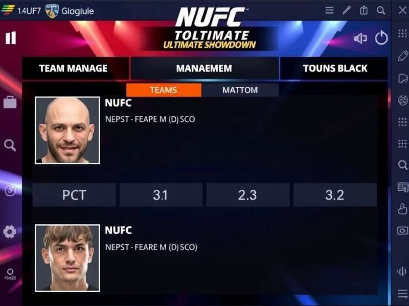 NEUFC Ultimate Showdown team management and strategy screen