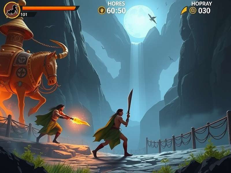 Eternal Shiva Trek gameplay screenshot showing mythological environment