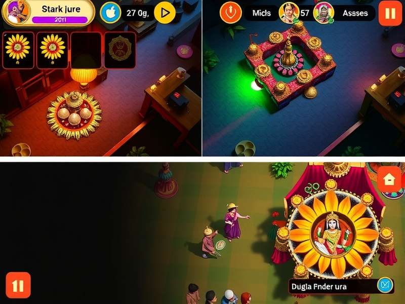 Durga Puja Haven gameplay screenshot showing festival preparation