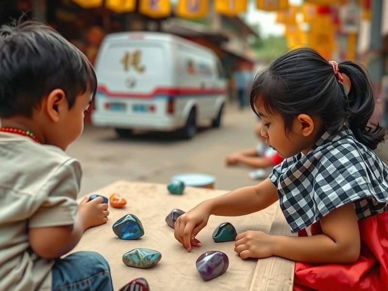 Children enjoying Precious Stone Sprint Children playing Precious Stone Sprint game
