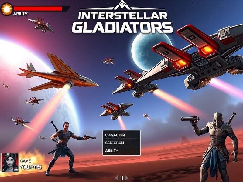 Interstellar Gladiators battle scene showing spaceships and warriors