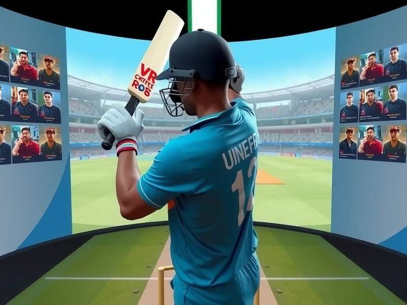 VR Cricket Ultra equipment setup showing headset and controllers