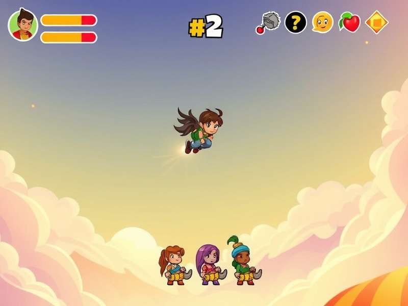 Papri Sky Surfer Gameplay Papri Sky Surfer gameplay screenshot showing character flying through colorful sky