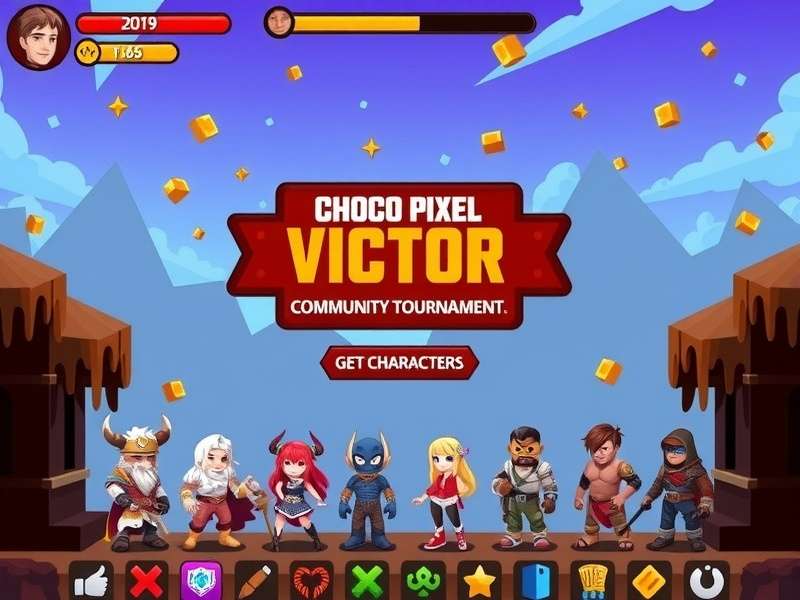 Choco Pixel Victor character selection screen showing diverse pixel art characters