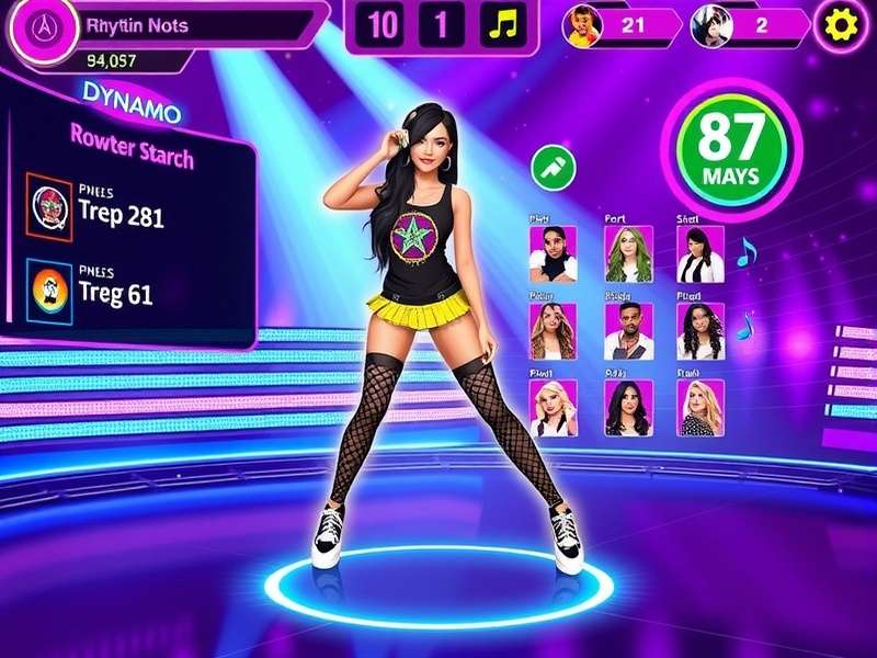 Dynamo Dance Diva tournament screen showing competitive leaderboards