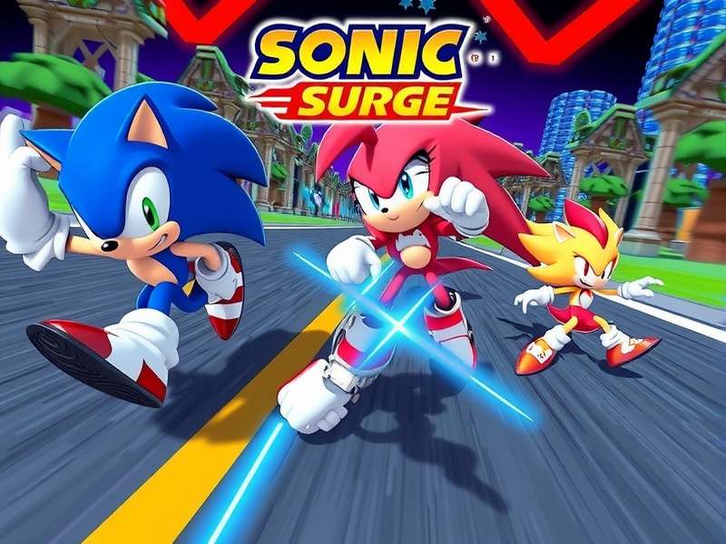 Sonic Speed Surge gameplay screenshot showing high-speed action
