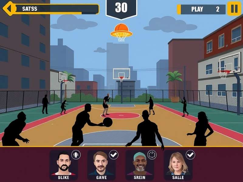 Slumzone Hoop Star gameplay screenshot showing urban basketball court