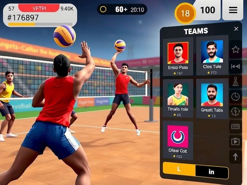 Ganges Volley Ace team management interface showing strategic options