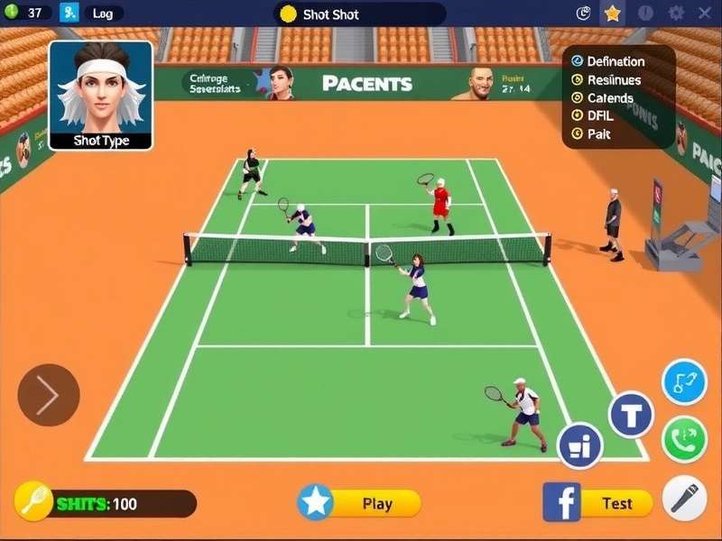 Tennis Clash Supreme Star gameplay screenshot showing character selection and court view