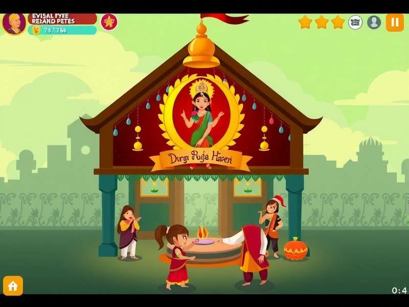 Cultural celebration scene from Durga Puja Haven showing community participation