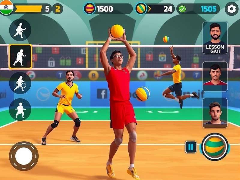 Volley Rise India character customization and team management interface