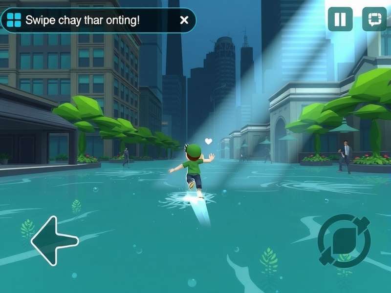 Rising Waters Run gameplay showing character navigating flooded urban environment