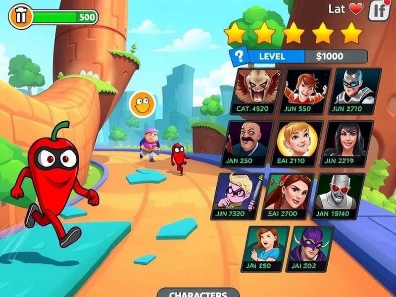 Pepper Dash Hero level progression screen showing character upgrades