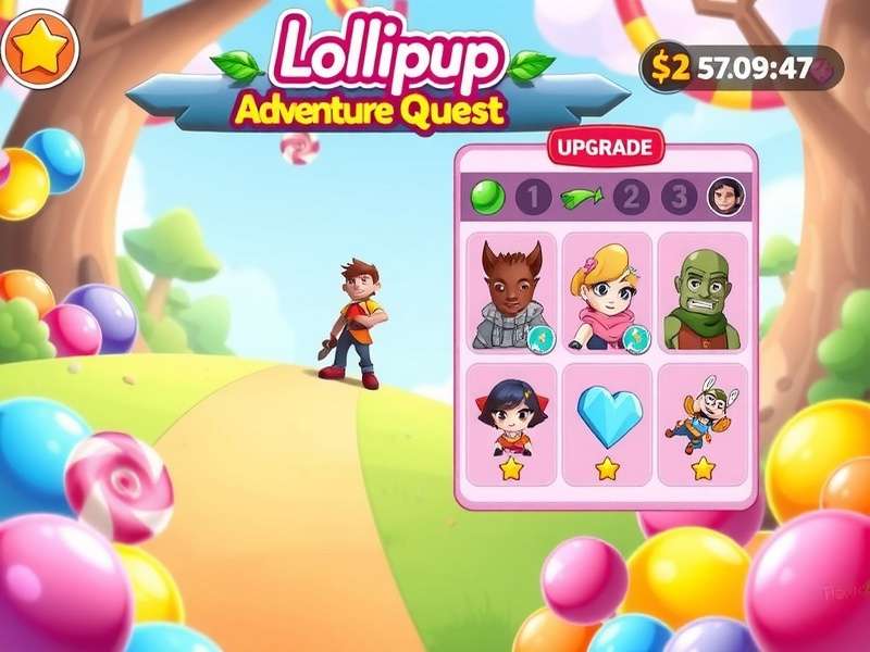 Lollipop Adventure Quest character selection screen with diverse heroes