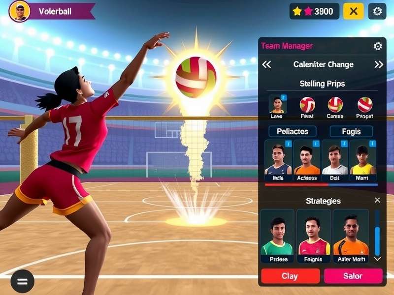 Ganges Volley Ace gameplay screenshot showing intense volleyball action