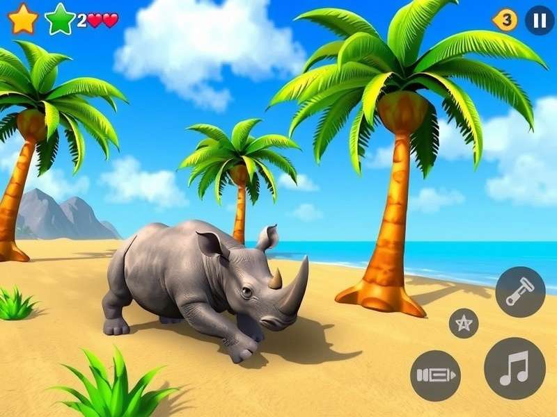 Rhino Beach Hopper Gameplay Screenshot