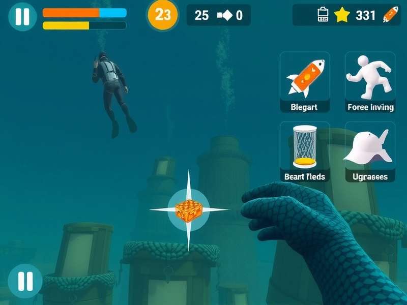 Dive For Gold gameplay screenshot showing underwater treasure hunting