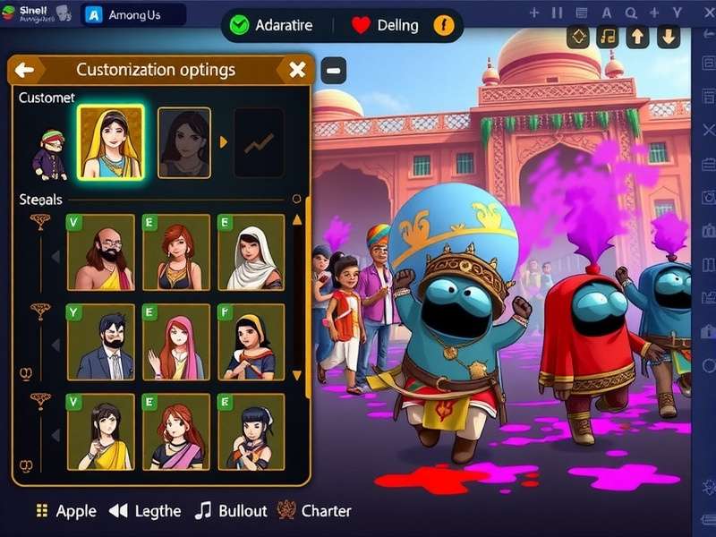 Among Us India Voyage gameplay screenshot showing Indian-themed characters and environments