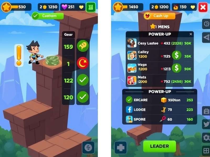 Cash Climb Crusade equipment upgrade screen showing various gear options