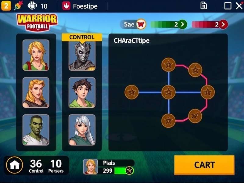 Warrior Football Stars gameplay screenshot showing character selection