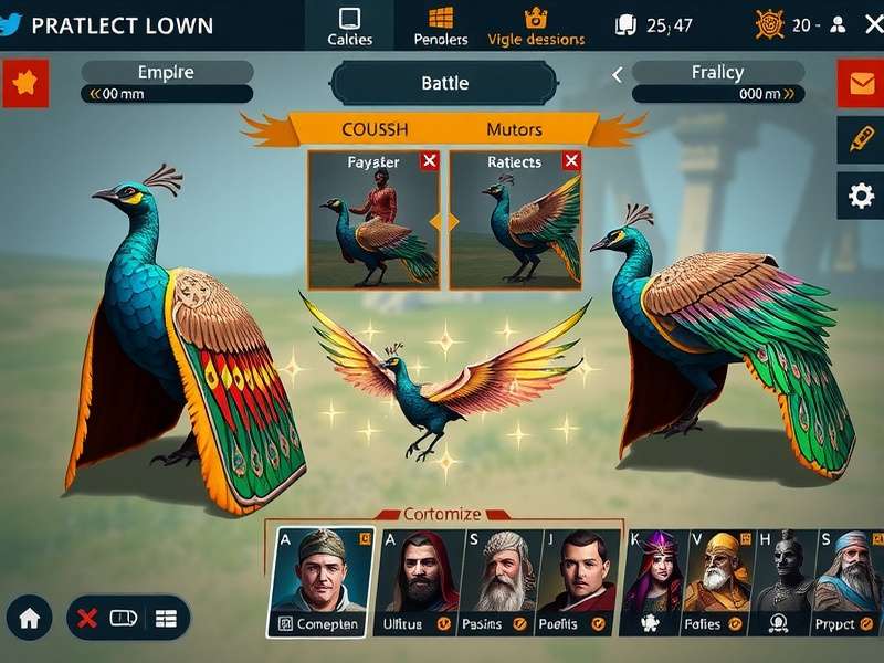 Peacock War Lords gameplay screenshot showing strategic battle