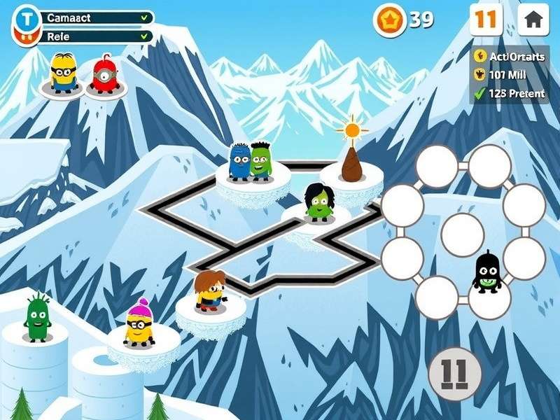 Minion Mountain Mayhem gameplay screenshot showing colorful characters and mountain environment